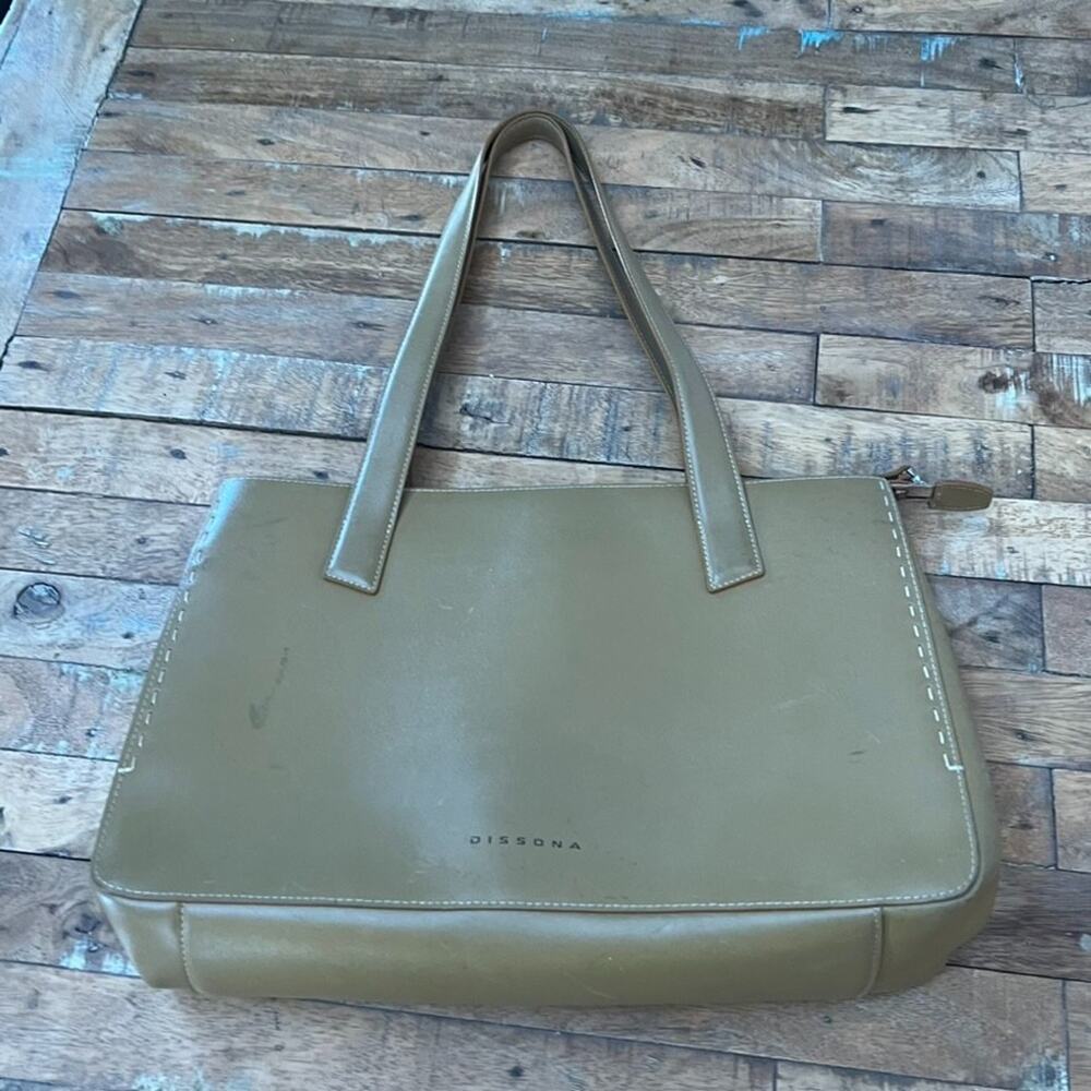 Dissona Italian Olive Green Leather Shoulder Bag